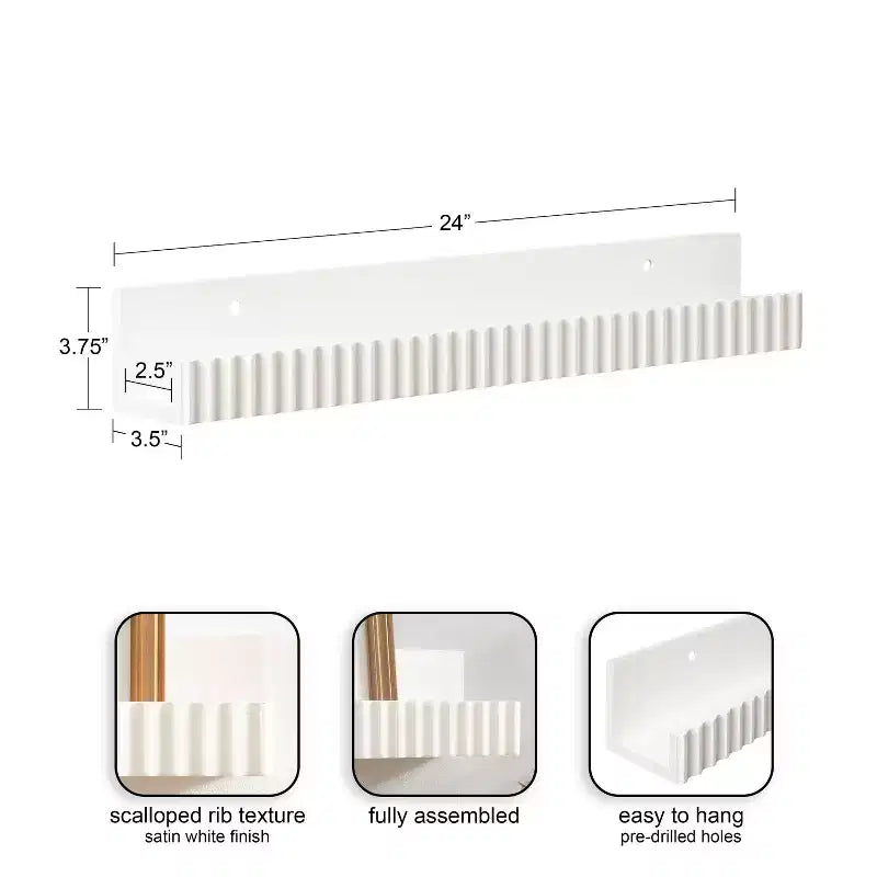 Lot de 2 étagères à rebord Furrow blanches