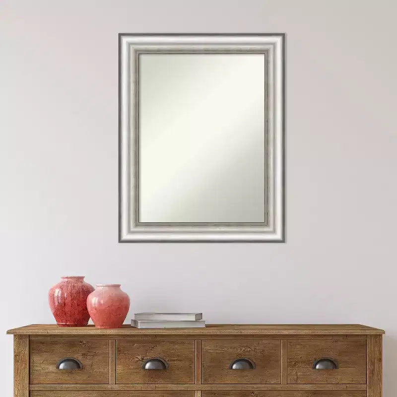 Miroir mural de salle de bain rectangulaire moderne argenté, 23"x29", sans biseau, montage mural