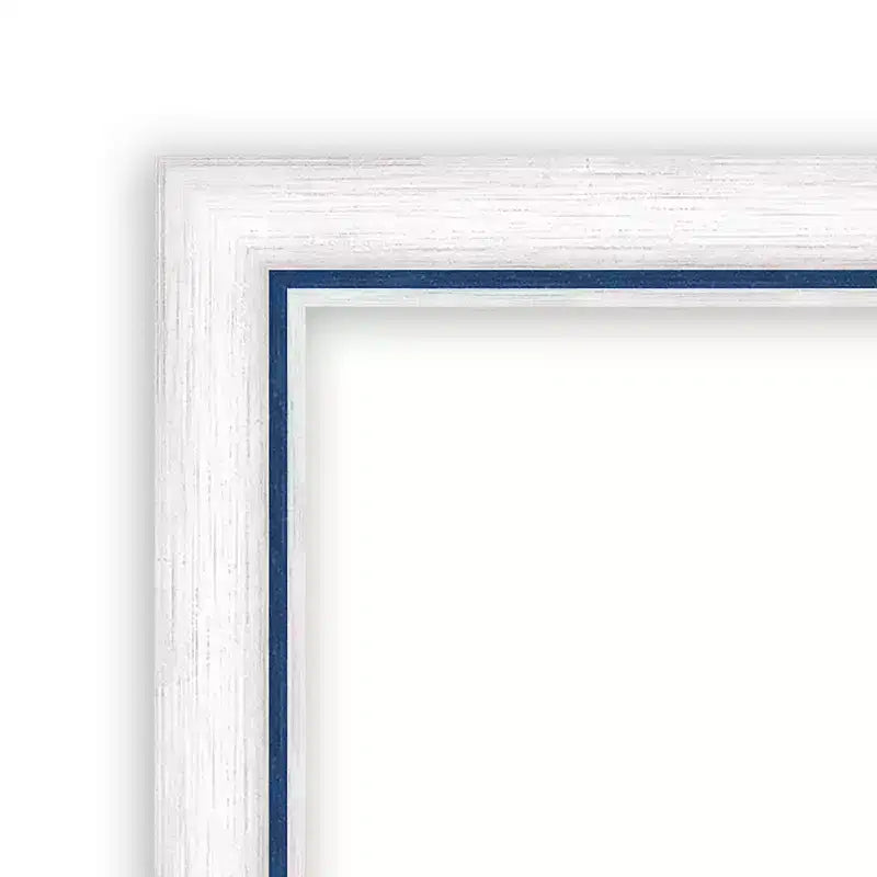 Miroir mural de salle de bain Morgan en bois, 40"x29", sans biseau, blanc/bleu, quincaillerie de montage incluse, cadre en bois