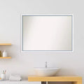 Miroir mural de salle de bain Morgan en bois, 40"x29", sans biseau, blanc/bleu, quincaillerie de montage incluse, cadre en bois