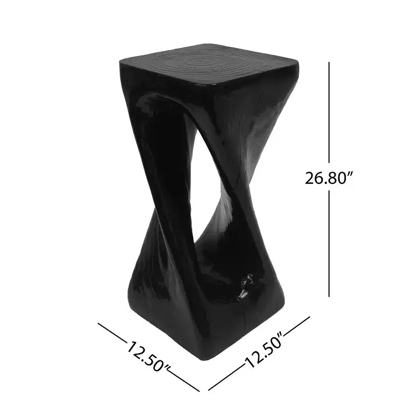 Table d'appoint rétro, texture bois, table d'appoint torsadée pour l'intérieur/extérieur