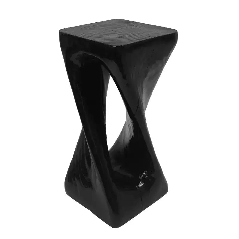 Table d'appoint rétro, texture bois, table d'appoint torsadée pour l'intérieur/extérieur