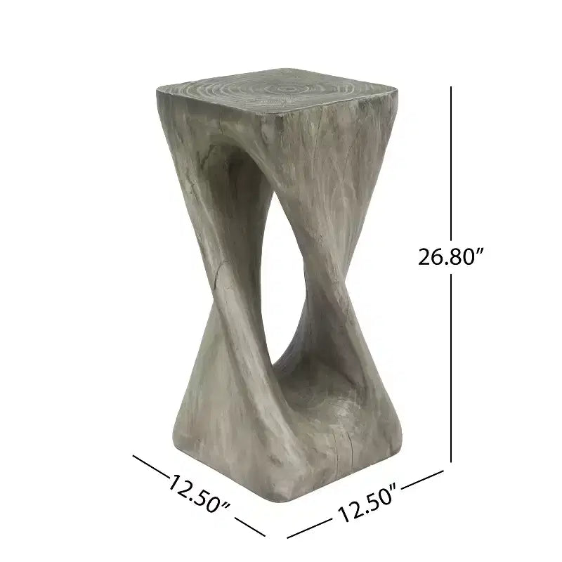 Table d'appoint rétro, texture bois, table d'appoint torsadée pour l'intérieur/extérieur