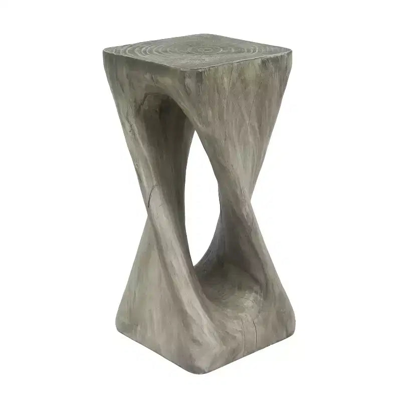 Table d'appoint rétro, texture bois, table d'appoint torsadée pour l'intérieur/extérieur