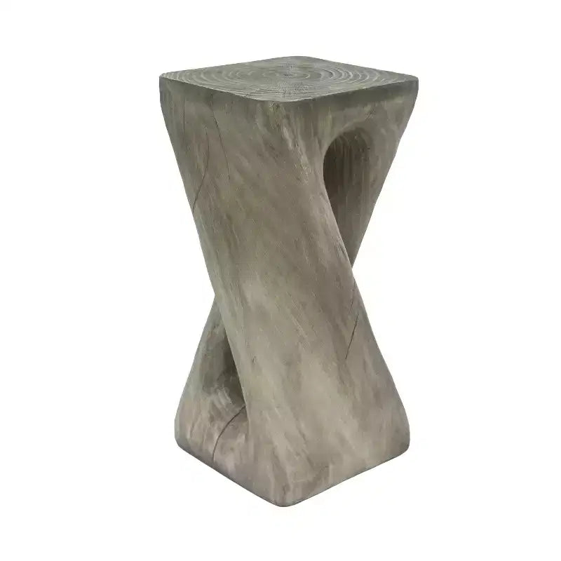 Table d'appoint rétro, texture bois, table d'appoint torsadée pour l'intérieur/extérieur