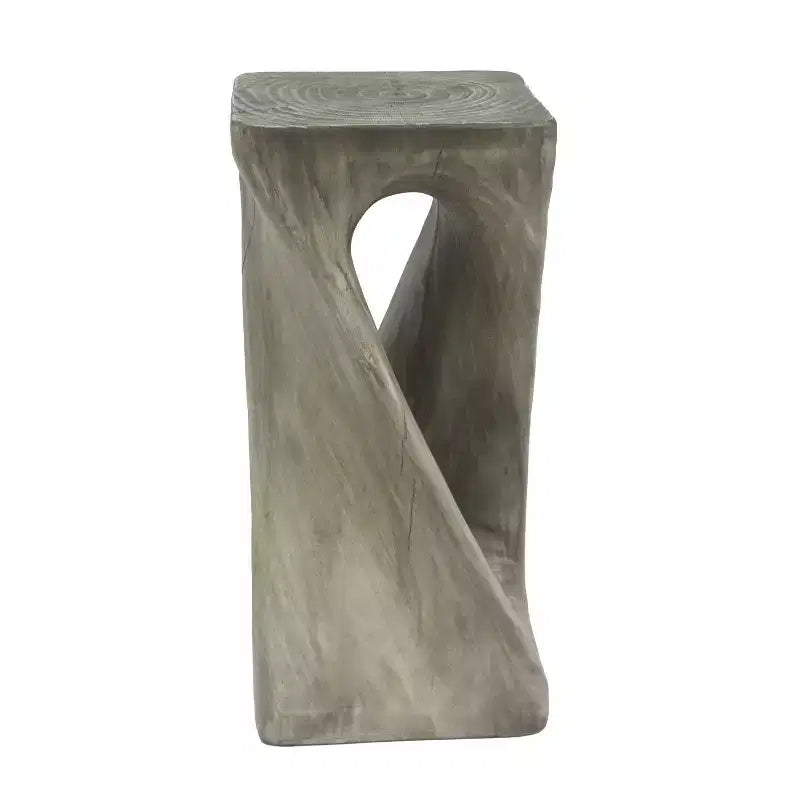 Table d'appoint rétro, texture bois, table d'appoint torsadée pour l'intérieur/extérieur