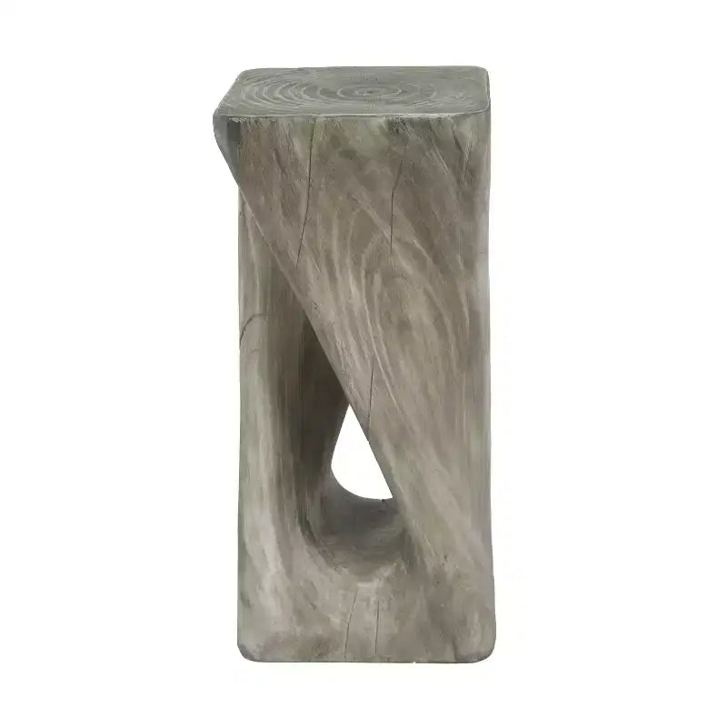 Table d'appoint rétro, texture bois, table d'appoint torsadée pour l'intérieur/extérieur