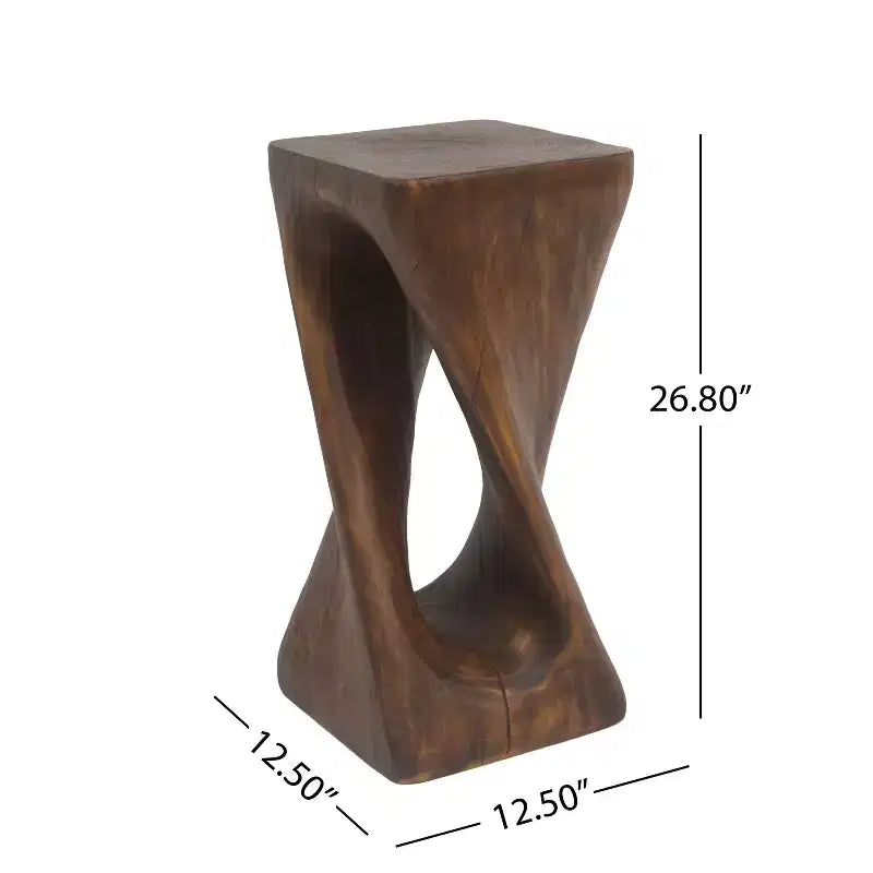 Table d'appoint rétro, texture bois, table d'appoint torsadée pour l'intérieur/extérieur