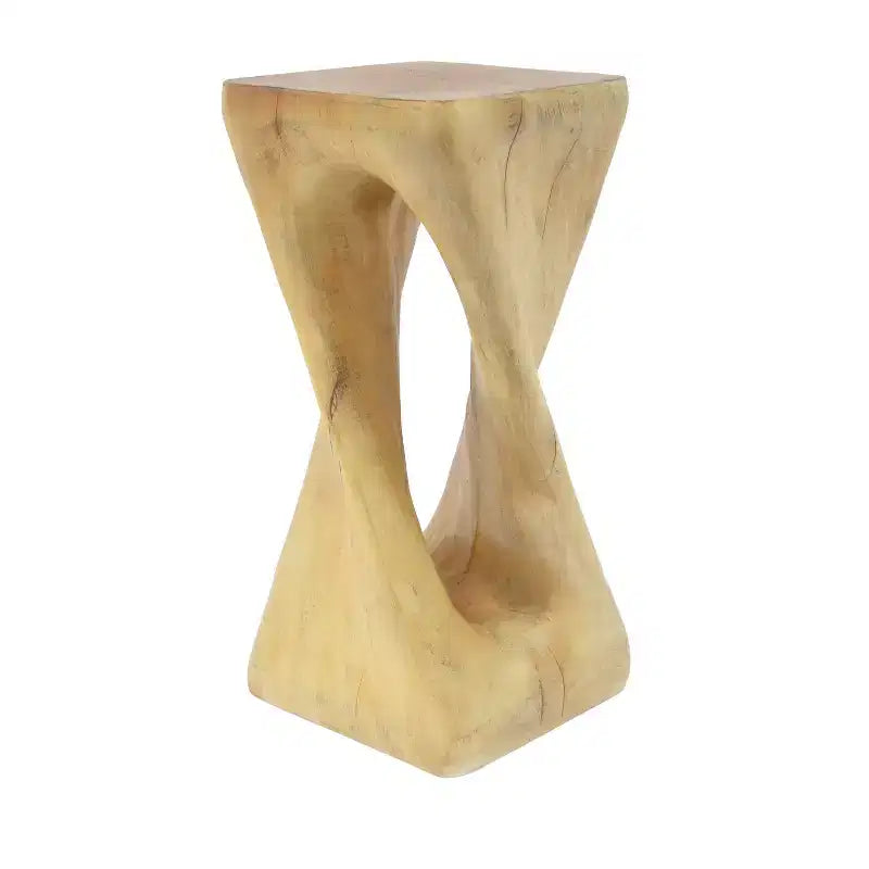 Table d'appoint rétro, texture bois, table d'appoint torsadée pour l'intérieur/extérieur