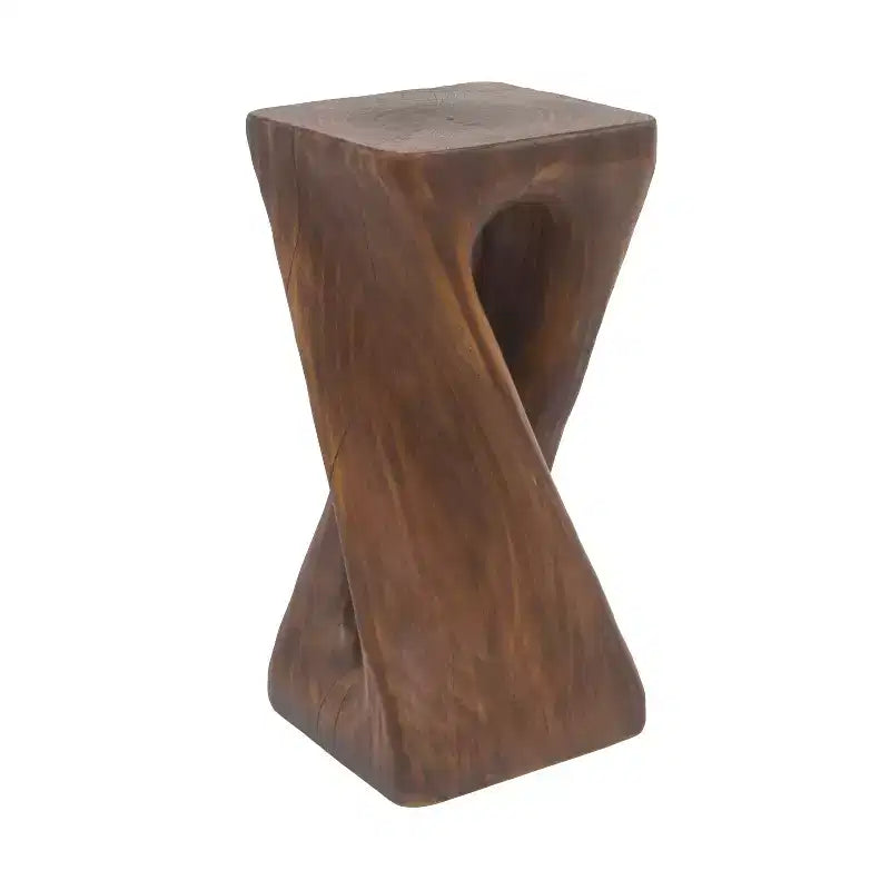 Table d'appoint rétro, texture bois, table d'appoint torsadée pour l'intérieur/extérieur
