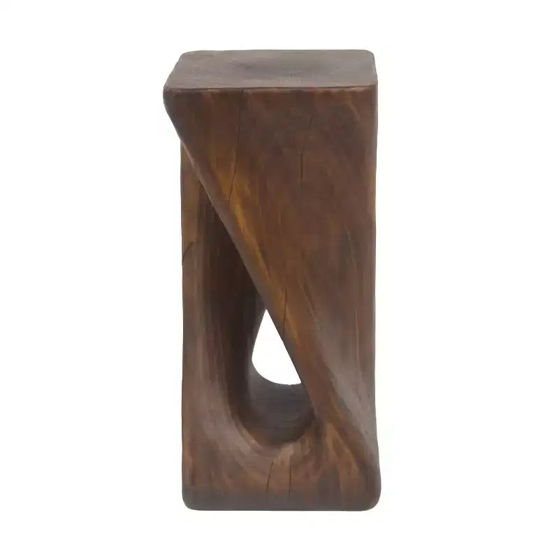 Table d'appoint rétro, texture bois, table d'appoint torsadée pour l'intérieur/extérieur