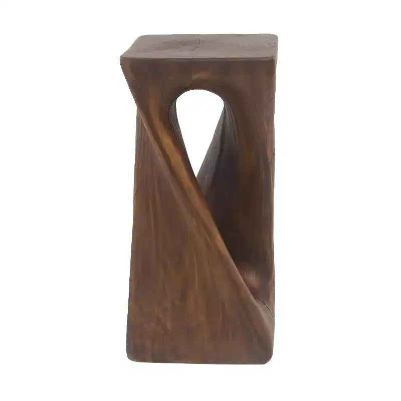 Table d'appoint rétro, texture bois, table d'appoint torsadée pour l'intérieur/extérieur