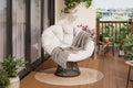 37-Inch Wicker Papasan Swivel Chair with Thick Cushion Round Outdoor Indoor Lounging Patio Seating Steel Frame