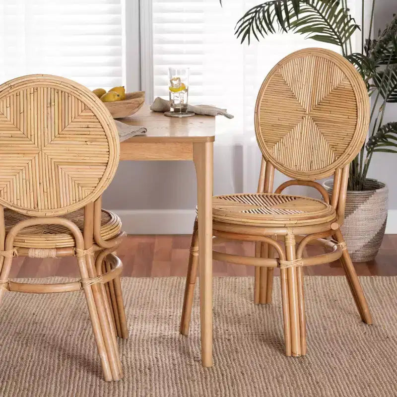 Chaise de salle à manger en rotin brun naturel : Aucun assemblage requis, Nettoyage des taches, Structure en bois