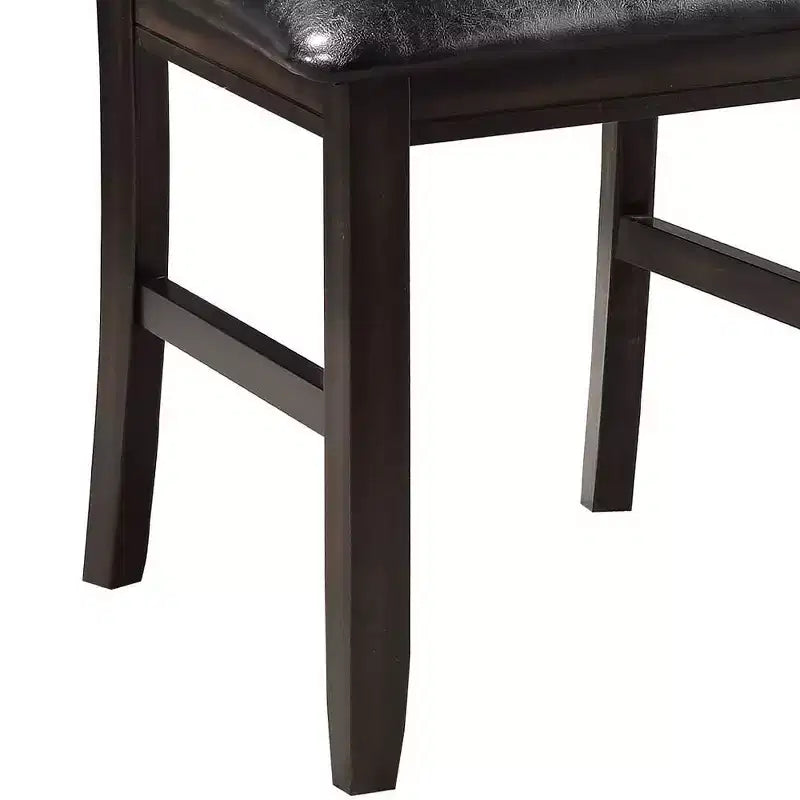 23" Chaise de salle à manger en similicuir noir et expresso, lot de 2, sans accoudoirs, revêtement en lin