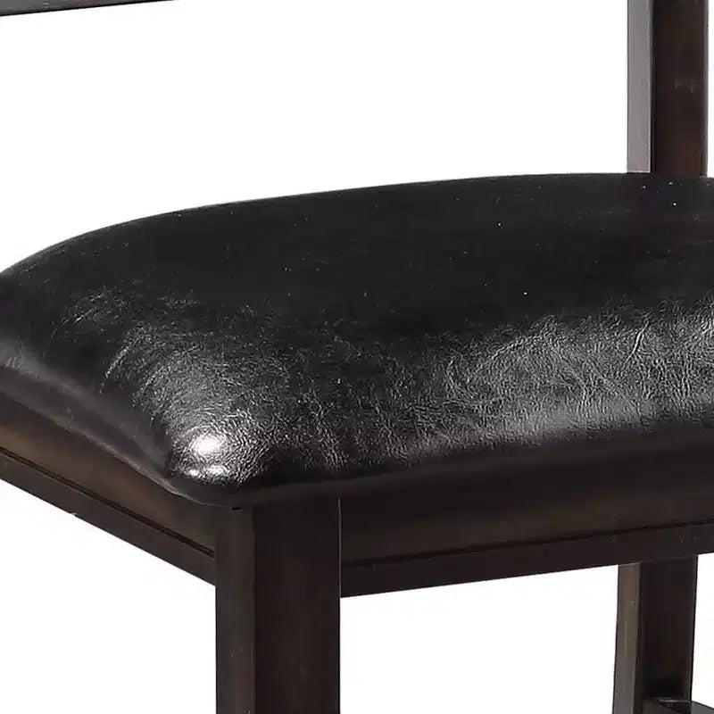 23" Chaise de salle à manger en similicuir noir et expresso, lot de 2, sans accoudoirs, revêtement en lin