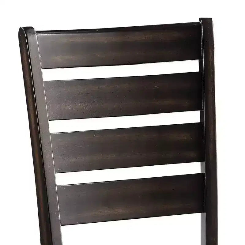 23" Chaise de salle à manger en similicuir noir et expresso, lot de 2, sans accoudoirs, revêtement en lin