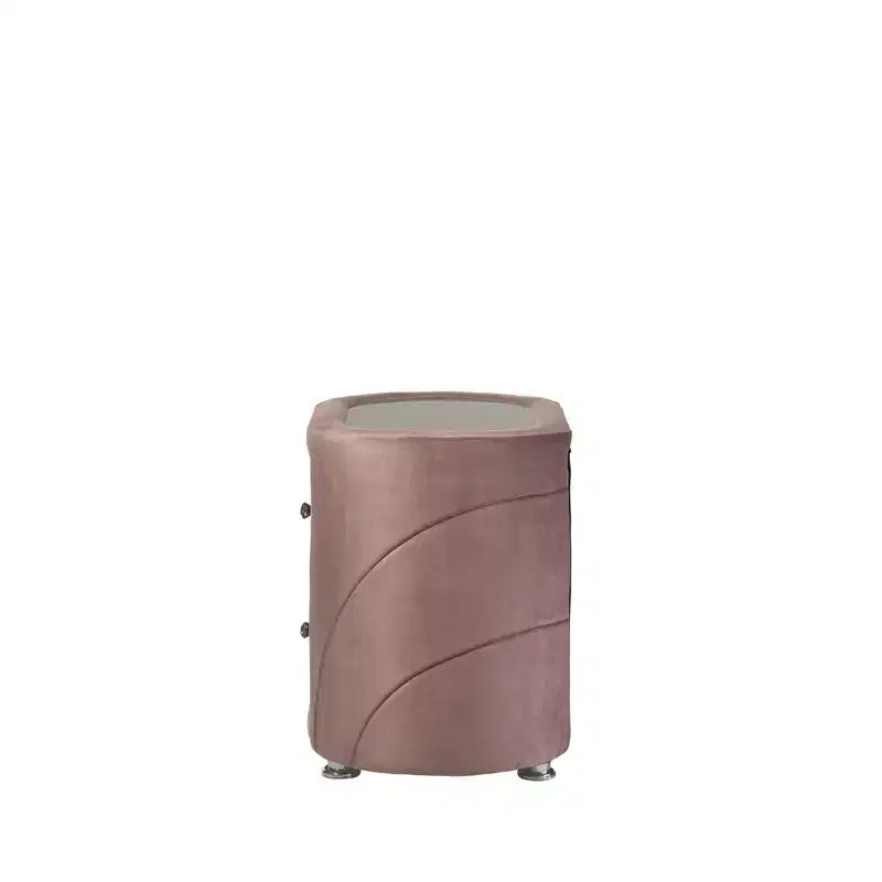 Table de chevet Salonia 29 po en composite de bois et velours rose, aucun assemblage requis, conforme aux normes de sécurité