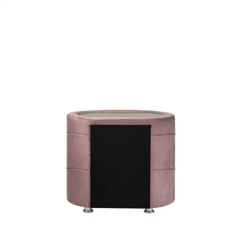 Table de chevet Salonia 29 po en composite de bois et velours rose, aucun assemblage requis, conforme aux normes de sécurité