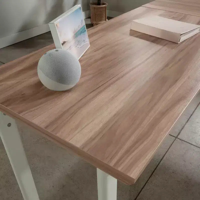 Retour de bureau d'angle Bergen 26 po x 20 po Acacia Kiln : Résistant à la chaleur et aux rayures, certifié BIFMA, cadre métallique