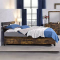 Lit King Size Juvanth Eastern Style en Chêne Rustique/Finition Noire