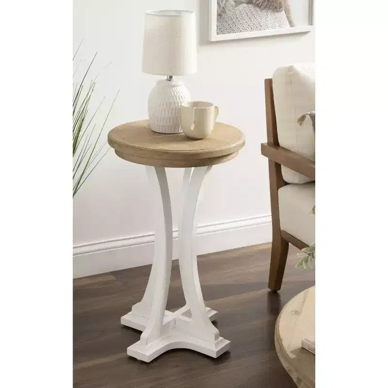 Table d'appoint ronde en bois Linsley, 40 cm de diamètre, marron rustique