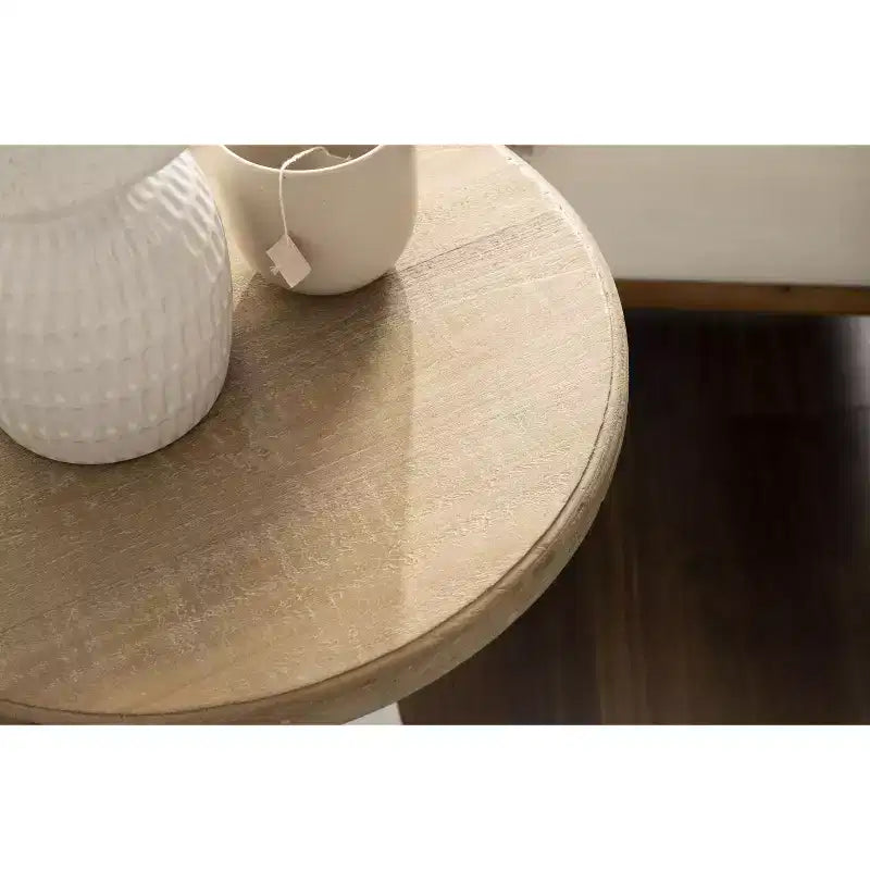 Table d'appoint ronde en bois Linsley, 40 cm de diamètre, marron rustique