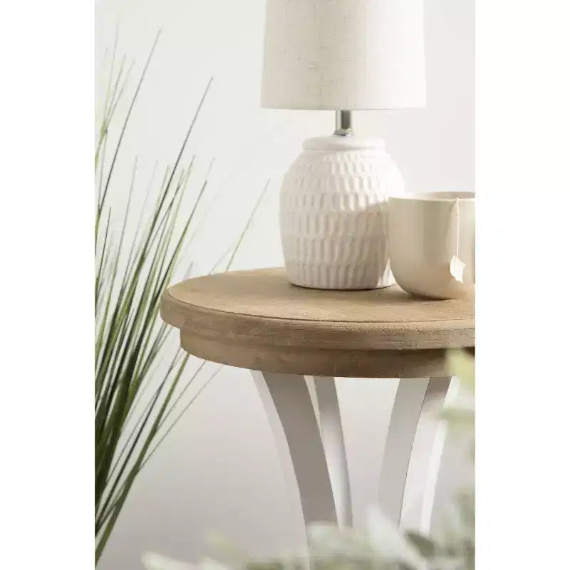 Table d'appoint ronde en bois Linsley, 40 cm de diamètre, marron rustique