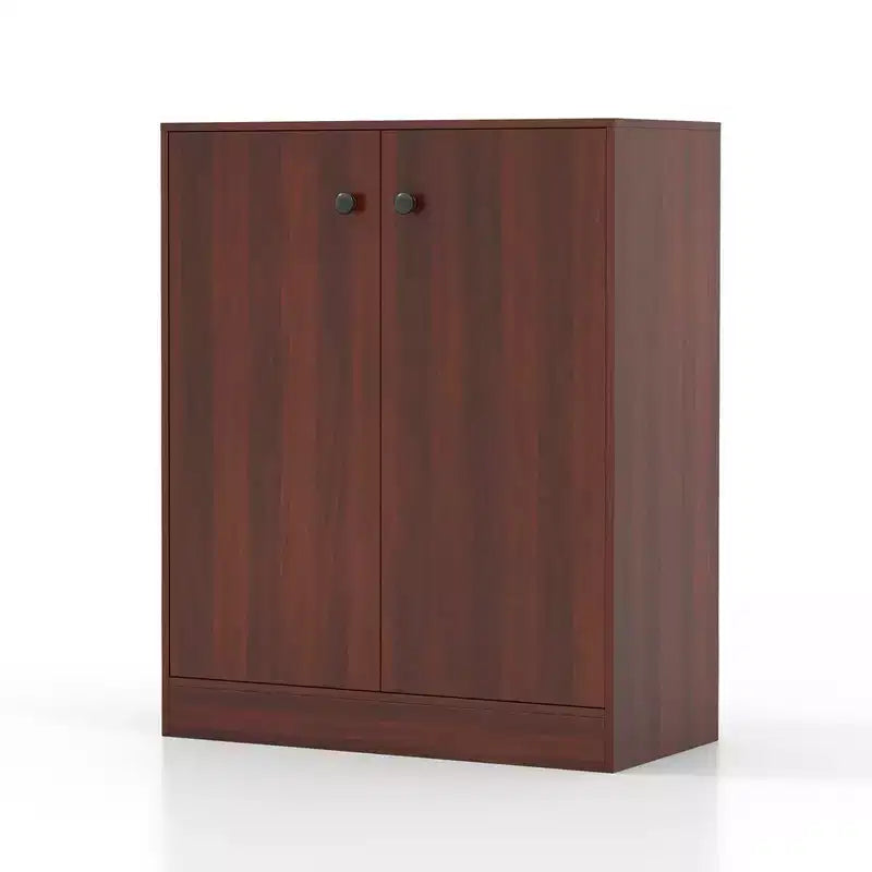 Meuble de rangement 2 portes, organisateur de rangement autoportant avec étagère à 3 niveaux, entrée, Noir/Brun
