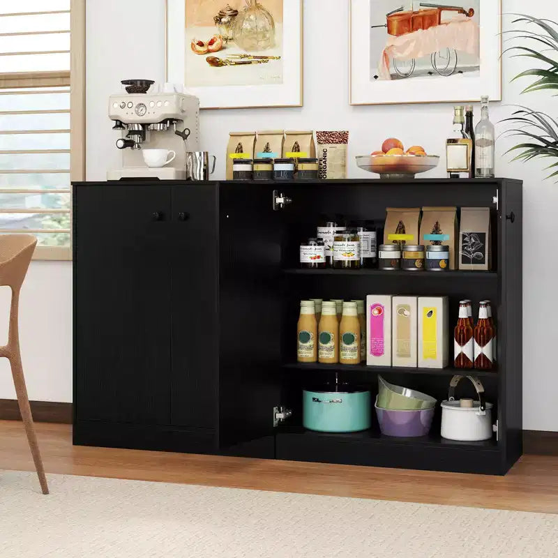 Meuble de rangement 2 portes, organisateur de rangement autoportant avec étagère à 3 niveaux, entrée, Noir/Brun