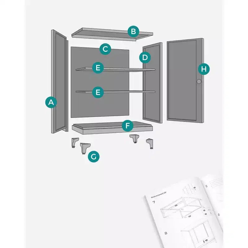 Armoire de bureau, Armoire de garage, Armoire de rangement en métal avec portes et étagères