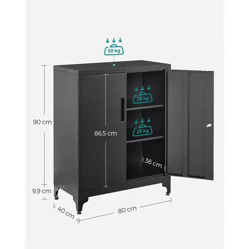Armoire de bureau, Armoire de garage, Armoire de rangement en métal avec portes et étagères