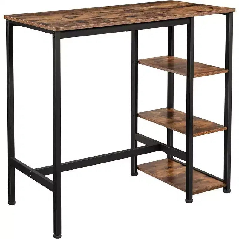 Table de bar avec cadre métallique robuste, montage facile, design industriel, 60 x 109 x 100 cm, marron rustique