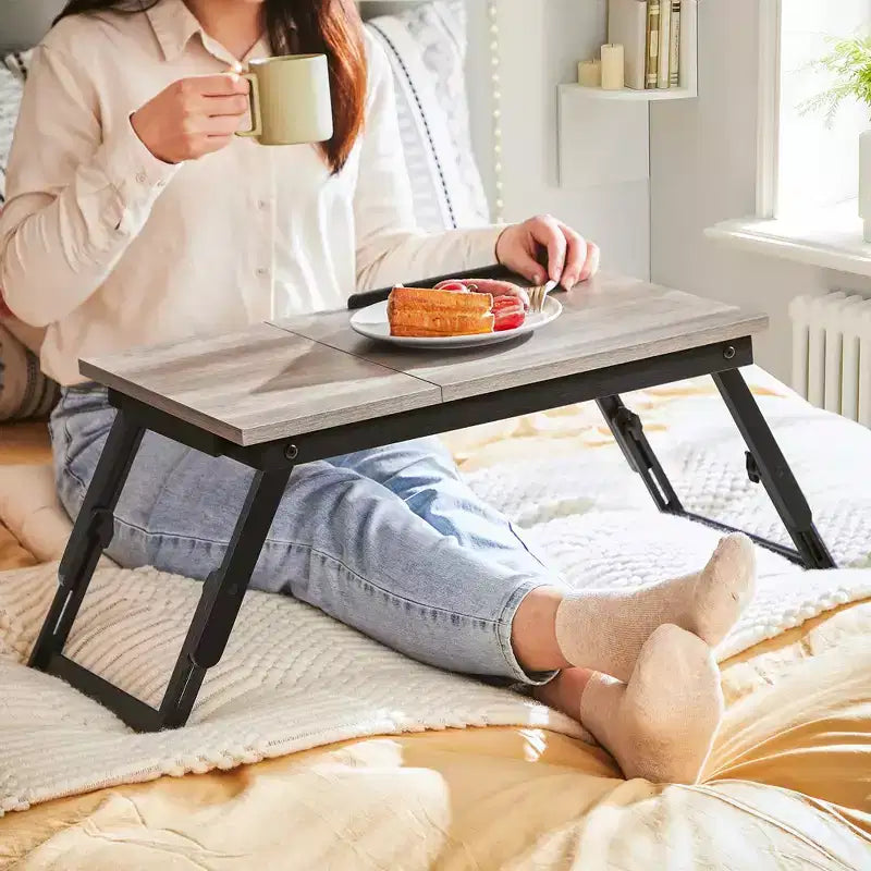 Plateau de lit pour ordinateur portable et petit-déjeuner avec dessus inclinable réglable