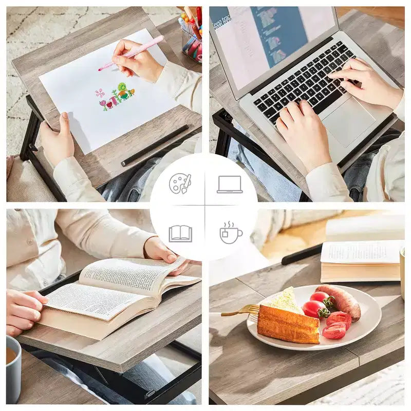 Plateau de lit pour ordinateur portable et petit-déjeuner avec dessus inclinable réglable