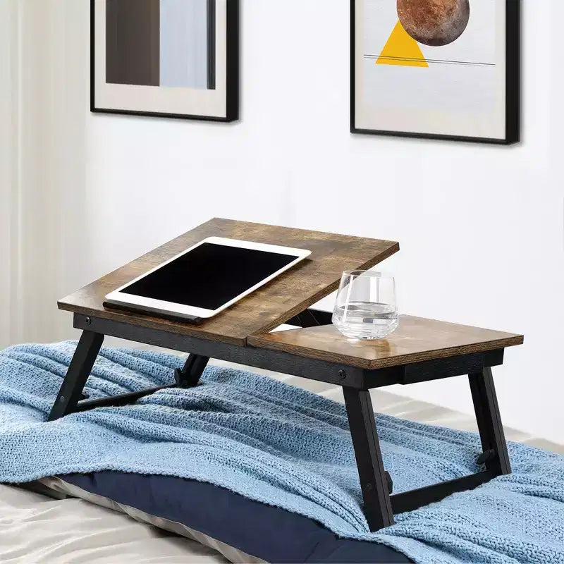 Plateau de lit pour ordinateur portable et petit-déjeuner avec dessus inclinable réglable