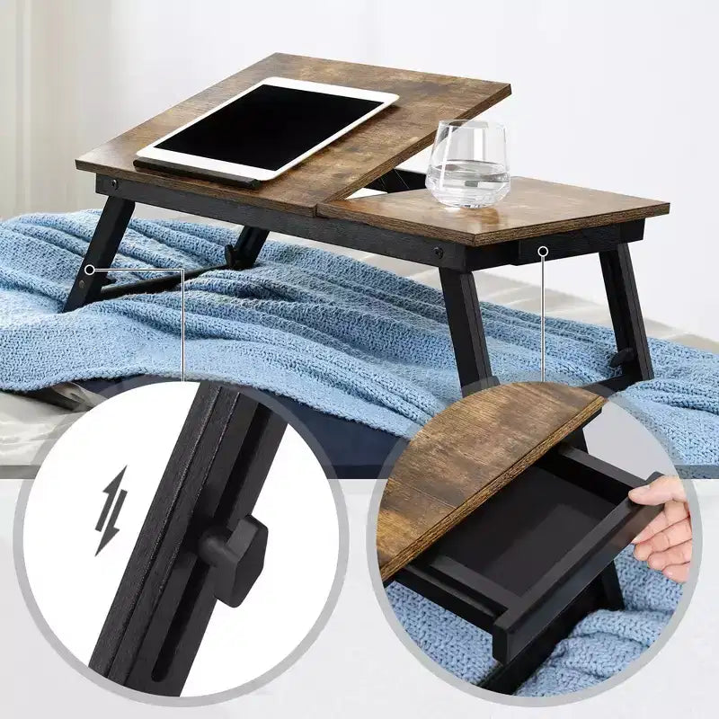 Plateau de lit pour ordinateur portable et petit-déjeuner avec dessus inclinable réglable
