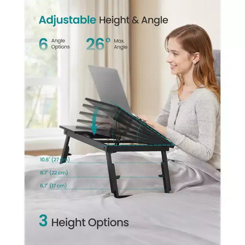 Plateau de lit pour ordinateur portable et petit-déjeuner avec dessus inclinable réglable