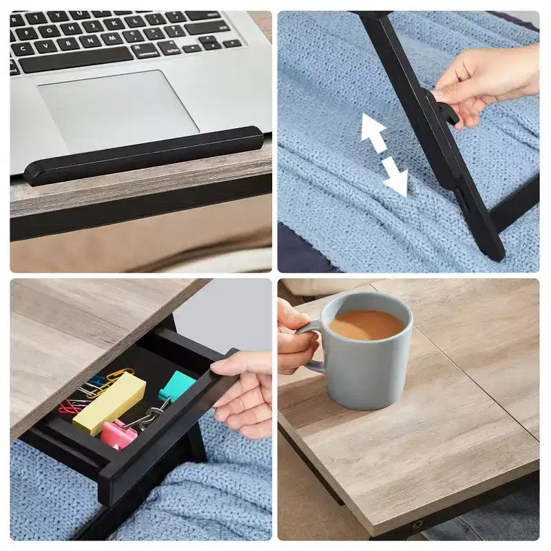 Plateau de lit pour ordinateur portable et petit-déjeuner avec dessus inclinable réglable