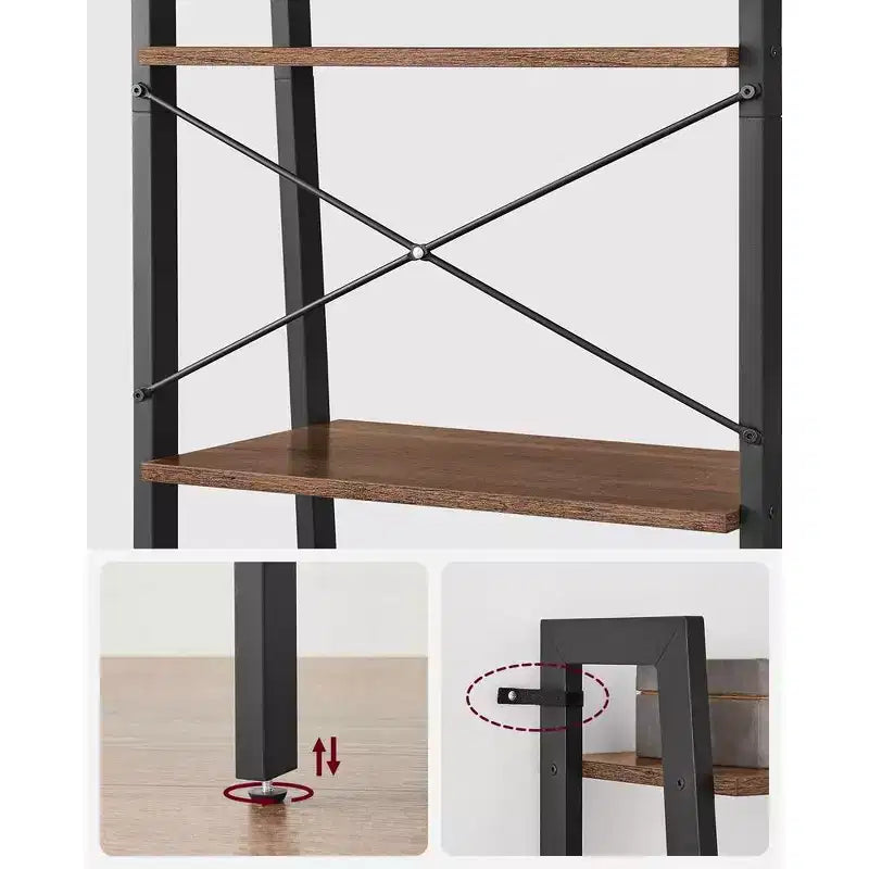 Étagère à 6 niveaux, Grande bibliothèque avec cadre en acier, Étagère profonde pour bureau, salon