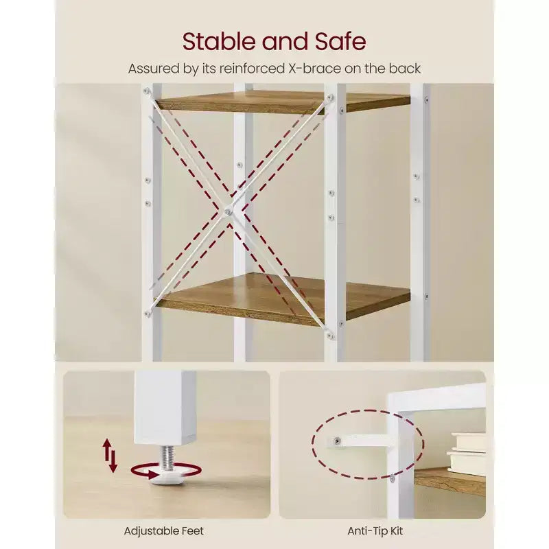 Étagère à 6 niveaux, Grande bibliothèque avec cadre en acier, Étagère profonde pour bureau, salon