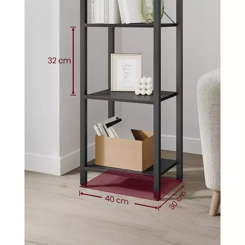 Étagère à 6 niveaux, Grande bibliothèque avec cadre en acier, Étagère profonde pour bureau, salon