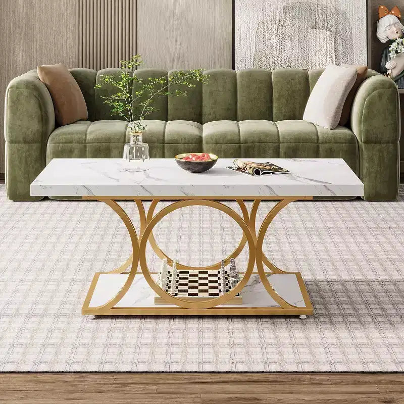 Table basse rectangulaire à 2 niveaux de 47,24 pouces