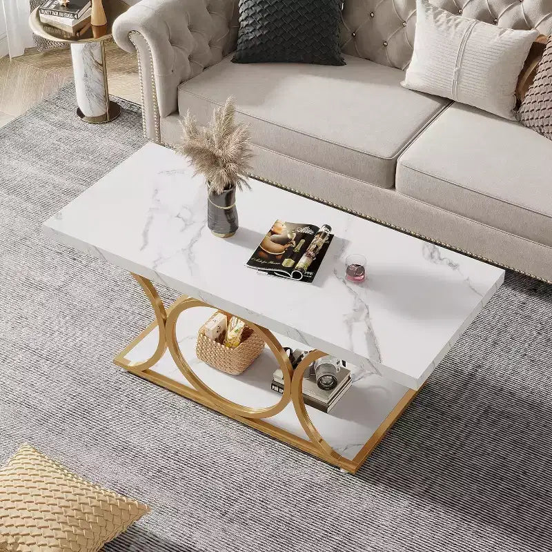 Table basse rectangulaire à 2 niveaux de 47,24 pouces