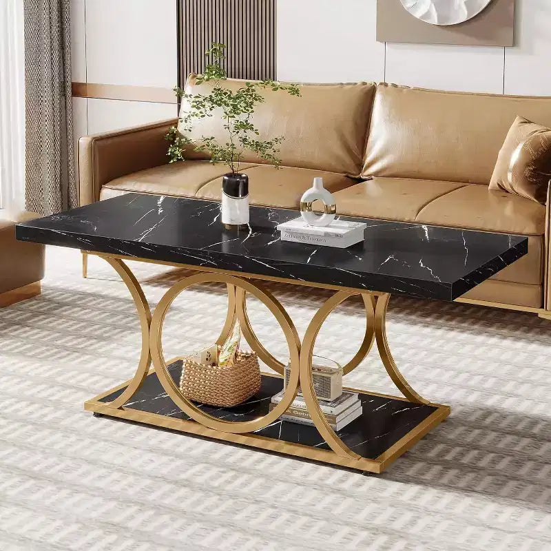 Table basse rectangulaire à 2 niveaux de 47,24 pouces