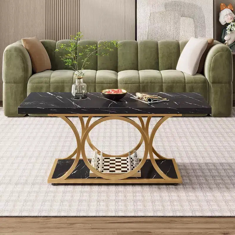 Table basse rectangulaire à 2 niveaux de 47,24 pouces