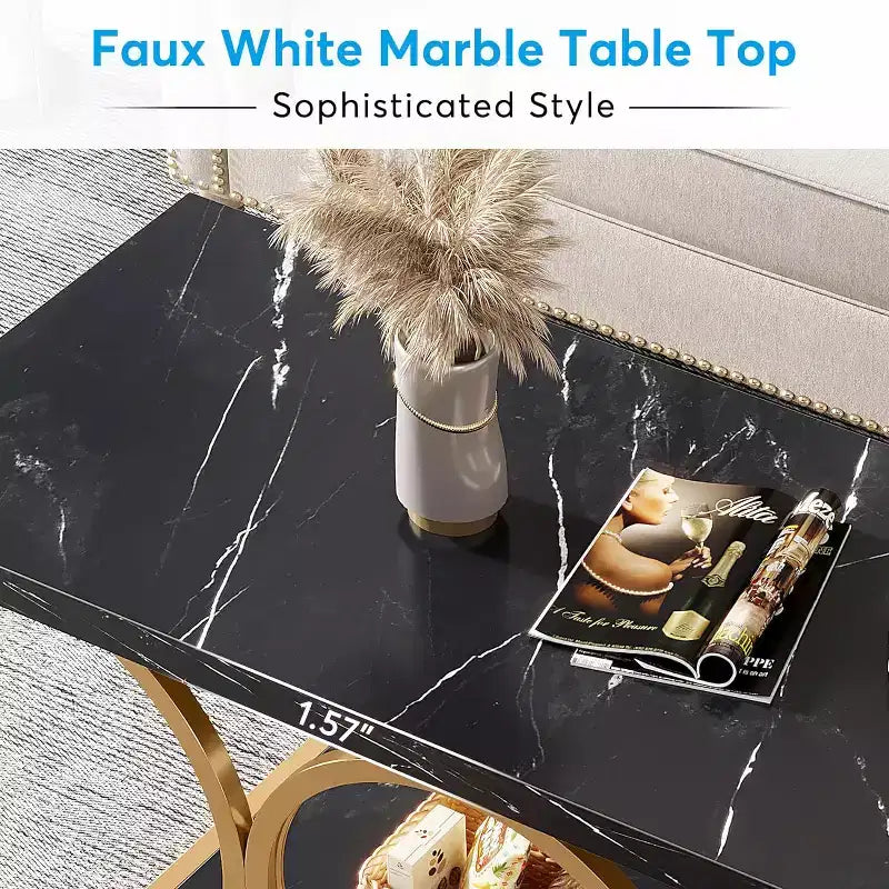 Table basse rectangulaire à 2 niveaux de 47,24 pouces