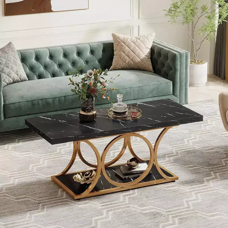 Table basse rectangulaire à 2 niveaux de 47,24 pouces