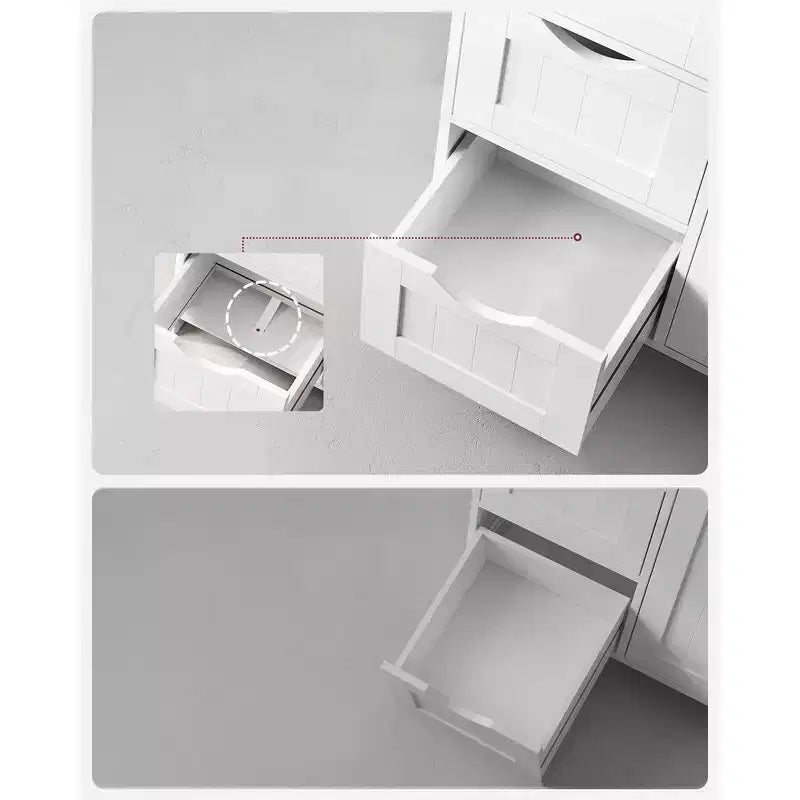 Meuble de rangement au sol pour salle de bain, meuble de salle de bain autoportant, avec 3 grands tiroirs et 1 étagère réglable, 30 x 60 x 81 cm
