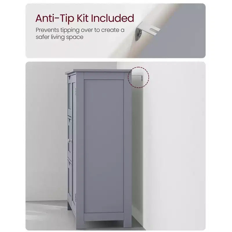 Meuble de rangement au sol pour salle de bain, meuble de salle de bain autoportant, avec 3 grands tiroirs et 1 étagère réglable, 30 x 60 x 81 cm